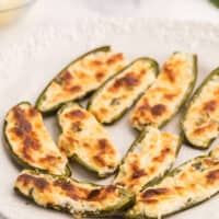 Cheese Stuffed Jalapenos - The best vegetarian appetizer to feed a crowd! Just 5 ingredients for this perfect party recipe.