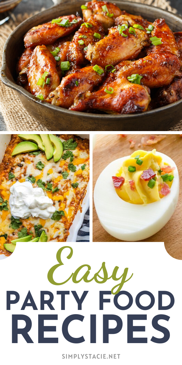 Easy Party Food Recipes - In this mouthwatering party food collection, you will find delicious savory party foods, along with a few sweet treats mixed in. There are plenty of finger foods, mini party sandwiches, meatballs on skewers, salsas, dips, and more!