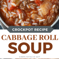 Cabbage Roll Soup gives you all those classic flavors of a cabbage roll, but in a hearty and comforting soup. Minimal prep required to make this hearty cabbage soup. #soup #recipe #cabbage #best #easy #rice #tomatobased 