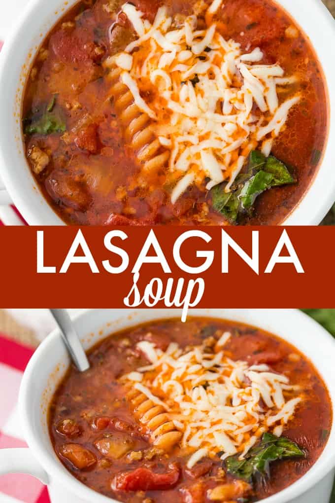 Lasagna Soup - This easy Italian soup recipe is filled with all the flavors of your favorite pasta dish without the stress! An easy weeknight dinner that tastes like an all-day soup.