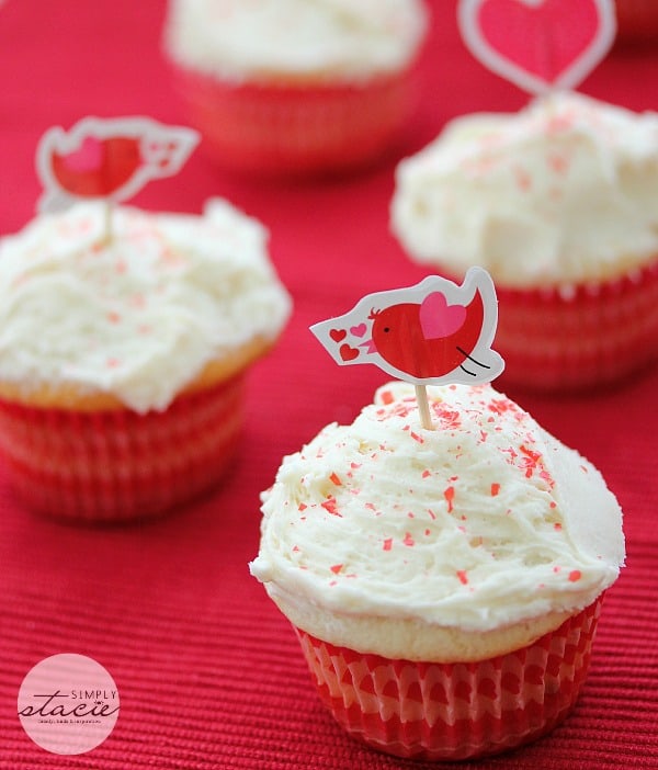 Valentine's Day Cupcakes - A delicately sweet cupcake topped with a creamy traditional buttercream icing is the perfect way to show the love of your life how much you care. These cupcakes can be dressed up for any occasion by using themed liners and different toppings.