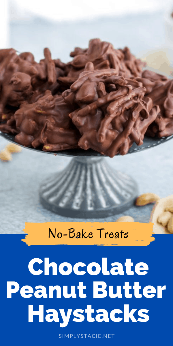 No-Bake Chocolate Peanut Butter Haystacks - This quick and easy four ingredient recipe is the perfect beginner recipe. Keep the kids busy in the kitchen making these crunchy, peanut buttery and chocolately classics!