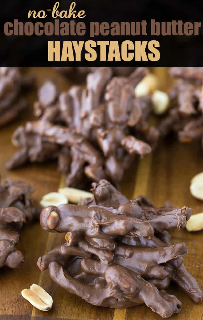 No-Bake Chocolate Peanut Butter Haystacks - This quick and easy four ingredient recipe is the perfect beginner recipe. Keep the kids busy in the kitchen making these crunchy, peanut buttery and chocolately classics!