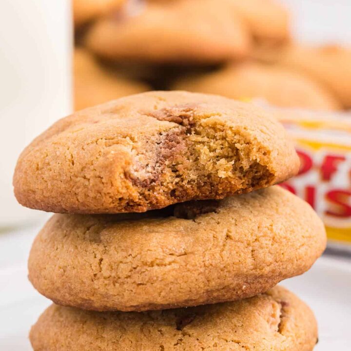 A stack of three Coffee Crisp Cookies.
