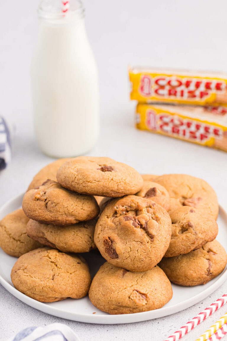Coffee Crisp Cookies on a plate.