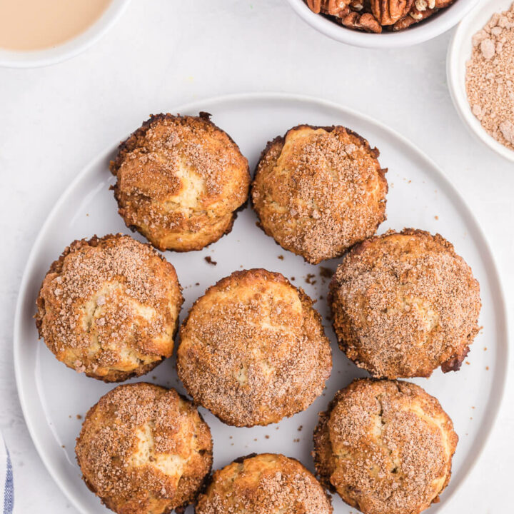 pecan coffee cake muffins on a plate
