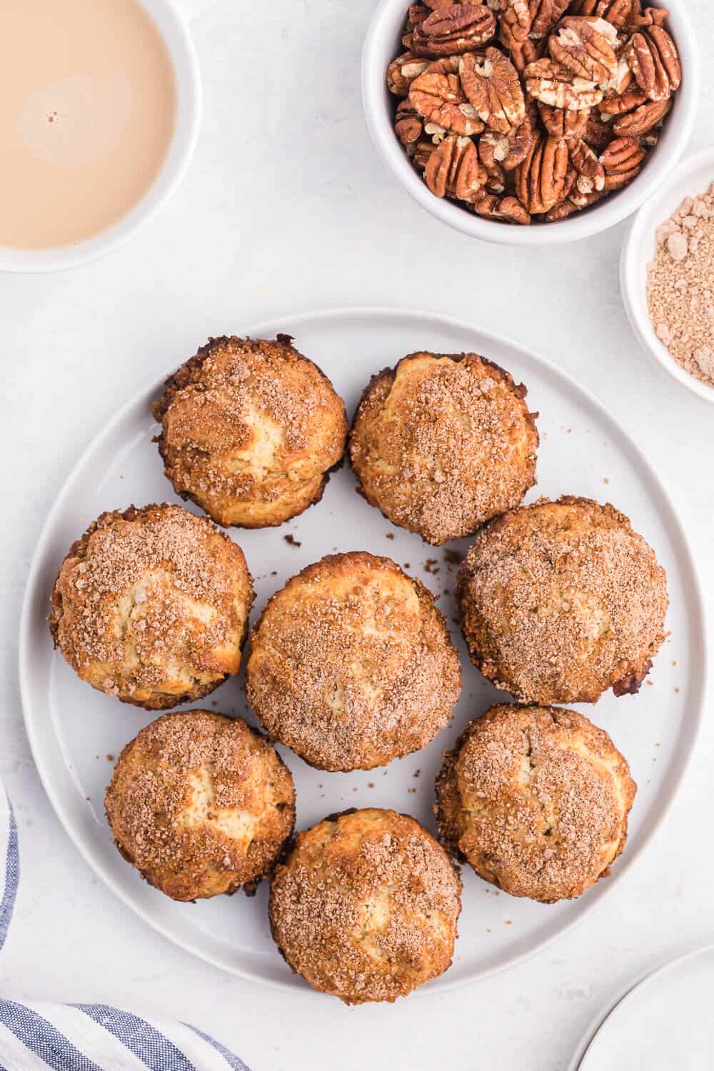 pecan coffee cake muffins on a plate