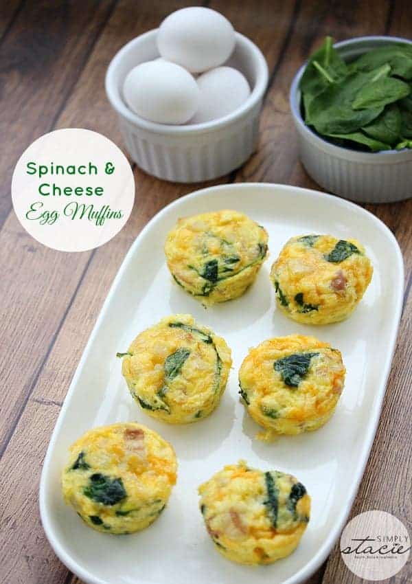 Spinach & Cheese Egg Muffins - a mini frittata made with bacon, onions, cheese and spinach. Always a breakfast fave!