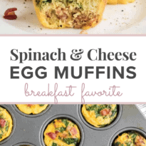 Spinach & Cheese Egg Muffins - a mini frittata made with bacon, onions, cheese and spinach. Always a breakfast fave!