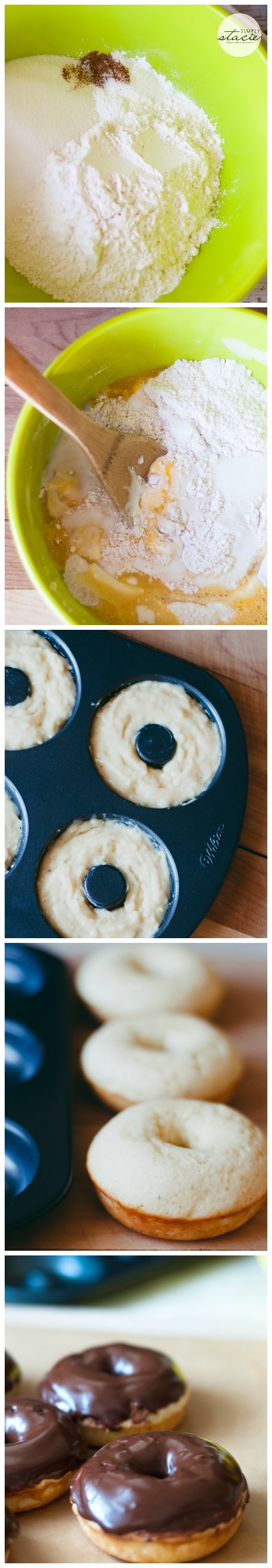 Cake Donuts with Chocolate Glaze - Skip the coffee shop and make some easy homemade cake donuts! These easy treats are baked, not fried, and are topped with a delicious chocolate glaze. 