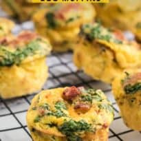 Spinach & Cheese Egg Muffins - A mini frittata made with bacon, onions, cheese and spinach. Always a breakfast fave!