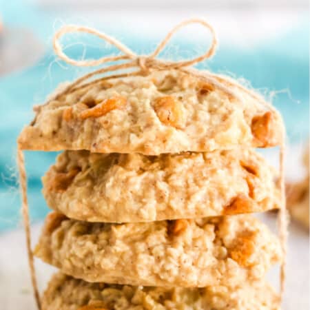 Pineapple Oatmeal Scotchies - Moist, chewy oatmeal cookies packed with pineapple and butterscotch are a delicious treat. Made with pantry items, they are quick and easy to whip together.