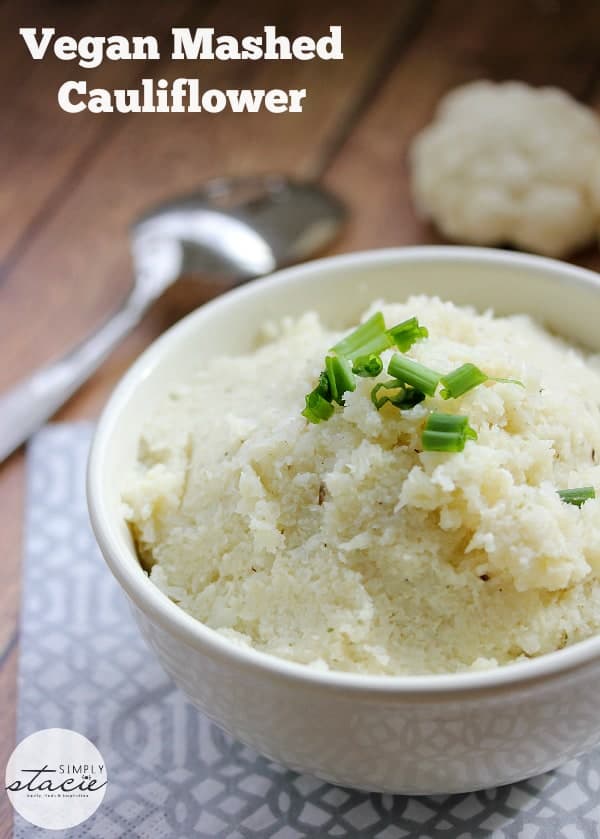 Vegan Mashed Cauliflower - The most amazing low-carb comfort food! This dairy-free side dish is made with soy milk and is as filling as mashed potatoes.