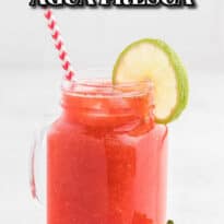 Strawberry Agua Fresca - Healthy and refreshing! Easy to make with water, lime juice and strawberries.