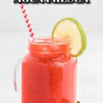 Strawberry Agua Fresca - Healthy and refreshing! Easy to make with water, lime juice and strawberries.