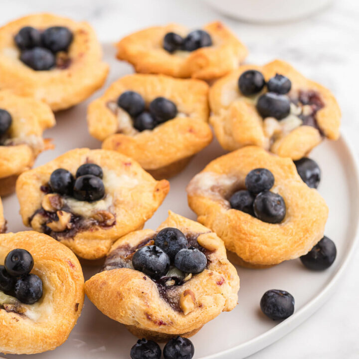 Blueberry Cheese Tarts - Sweet and savory combine in these delicate tarts! Serve as a sweet appetizer or a mini dessert.