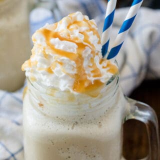Caramel Coffee Milkshake - Freshly brewed coffee, caramel and vanilla ice cream make the ultimate milkshake. This is the perfect sweet indulgence and caffeine jolt, blended into one delicious treat.