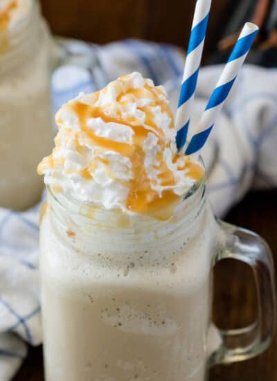 Caramel Coffee Milkshake - Freshly brewed coffee, caramel and vanilla ice cream make the ultimate milkshake. This is the perfect sweet indulgence and caffeine jolt, blended into one delicious treat.