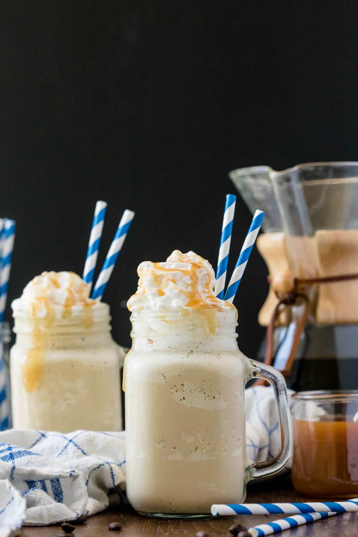 Caramel Coffee Milkshake - Freshly brewed coffee, caramel and vanilla ice cream make the ultimate milkshake. This is the perfect sweet indulgence and caffeine jolt, blended into one delicious treat.