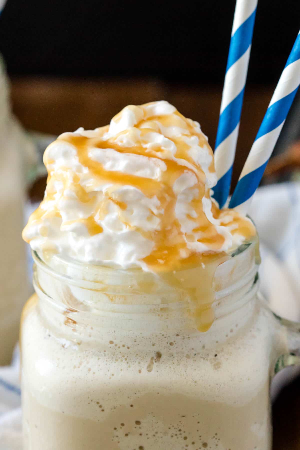 Close up of the recipe in a glass mug.