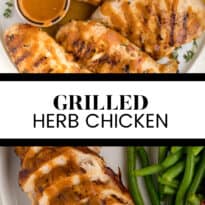 Grilled herb chicken collage pin.