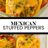 Mexican stuffed peppers collage pin.