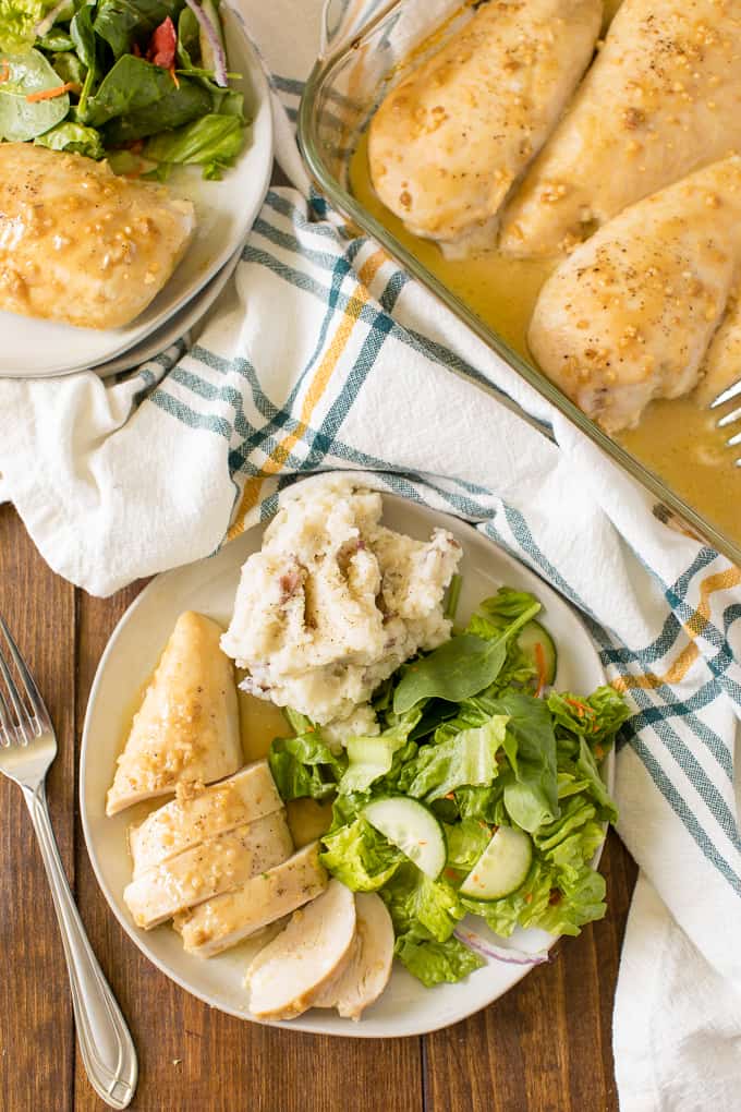 Honey Garlic Chicken - Five simple pantry ingredients are also the best weeknight dinner! This sweet and savory chicken dish goes with everything.