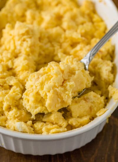 Oven Scrambled Eggs Recipe - These oven baked eggs are the perfect solution to cooking eggs for a crowd. No one likes cold eggs, especially the chef!