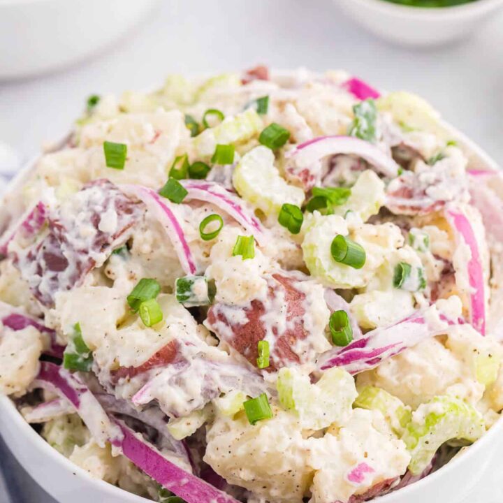 Ranch potato salad in a bowl.