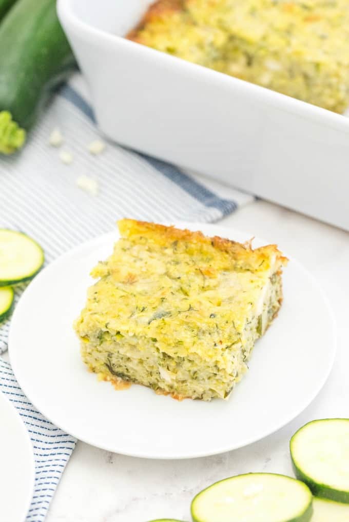 Cheesy Zucchini Bake - This easy cheesy casserole is a great way to make use of a bumper crop of garden zucchini! It makes a great side dish, or a vegetarian main, served with a light, crisp salad.