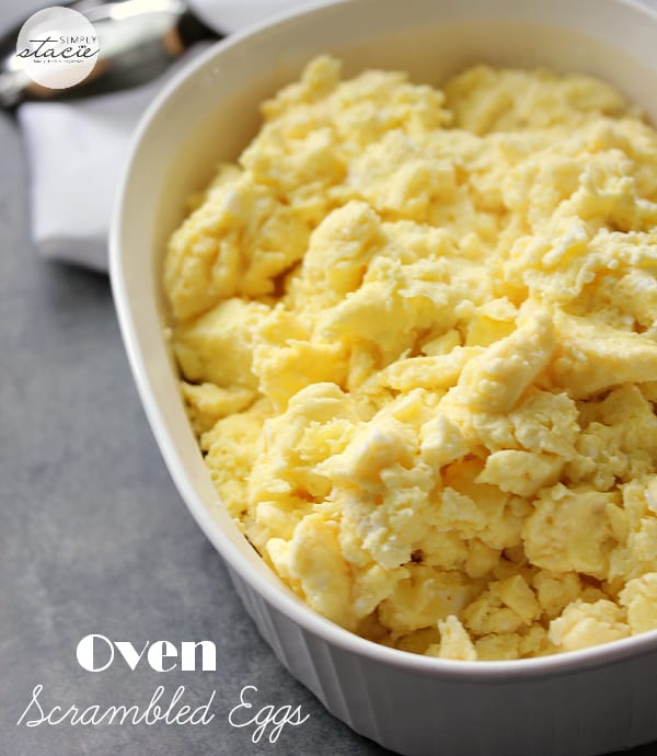 Oven Scrambled Eggs Recipe - These oven baked eggs are the perfect solution to cooking eggs for a crowd. No one likes cold eggs, especially the chef!