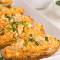 Buffalo Twice-Baked Potatoes on a white platter.