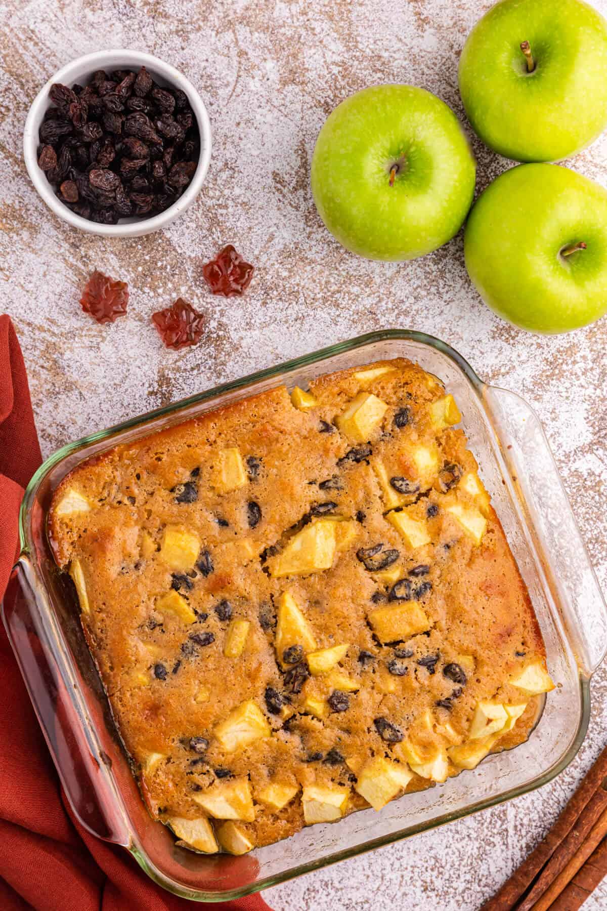 A pan of maple apple pudding.