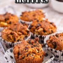 Butter tart muffins pin image.