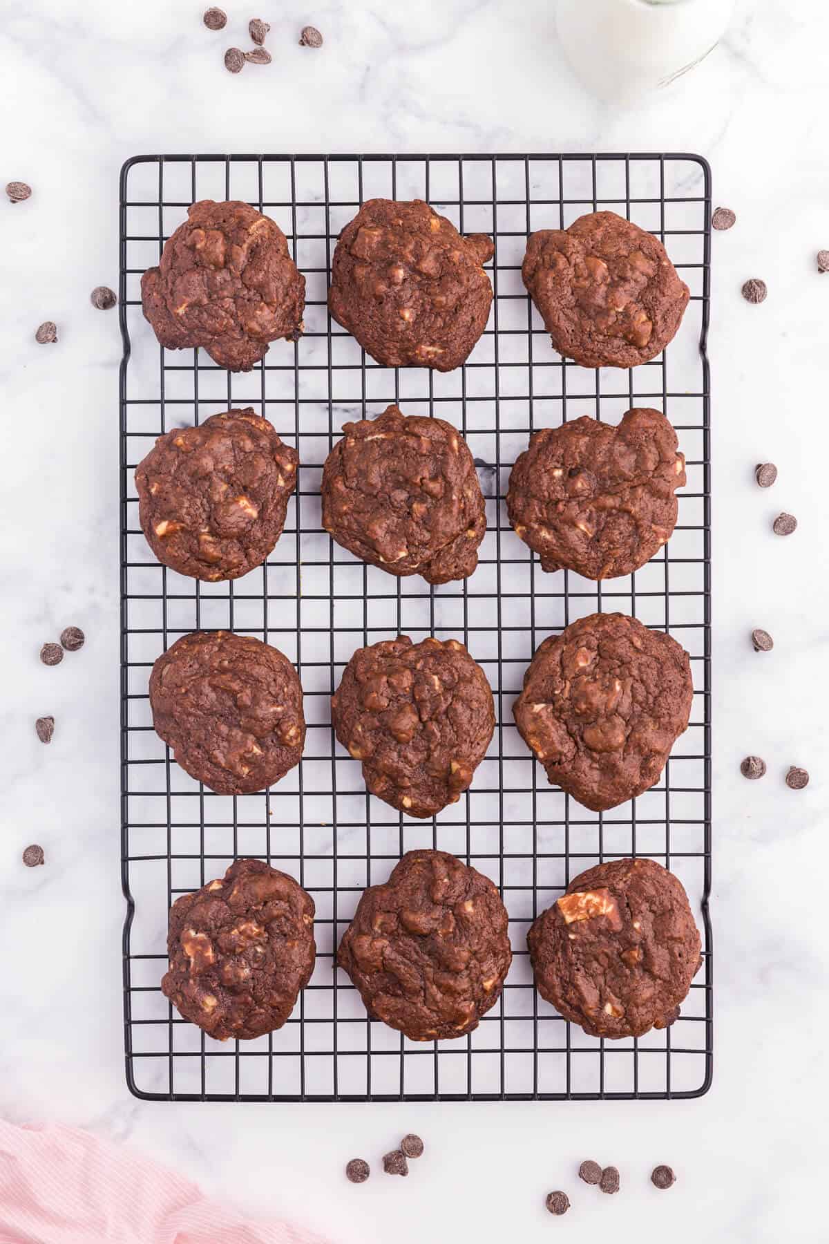 Death by Chocolate Cookies - Chocolate, chocolate and more chocolate!!!! These cookies are the definition of chocolatey goodness. A dark fudgy cookie with white chocolate and nuts are a perfect addition to your holiday baking list.