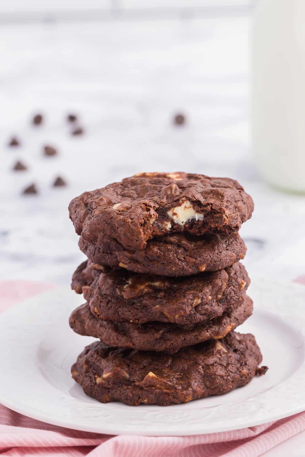 Death by Chocolate Cookies - Chocolate, chocolate and more chocolate!!!! These cookies are the definition of chocolatey goodness. A dark fudgy cookie with white chocolate and nuts are a perfect addition to your holiday baking list.