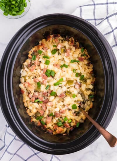 Slow Cooker Ham & Potato Hash - Creamy potatoes, salty ham and veggies make a winning recipe my family loves!