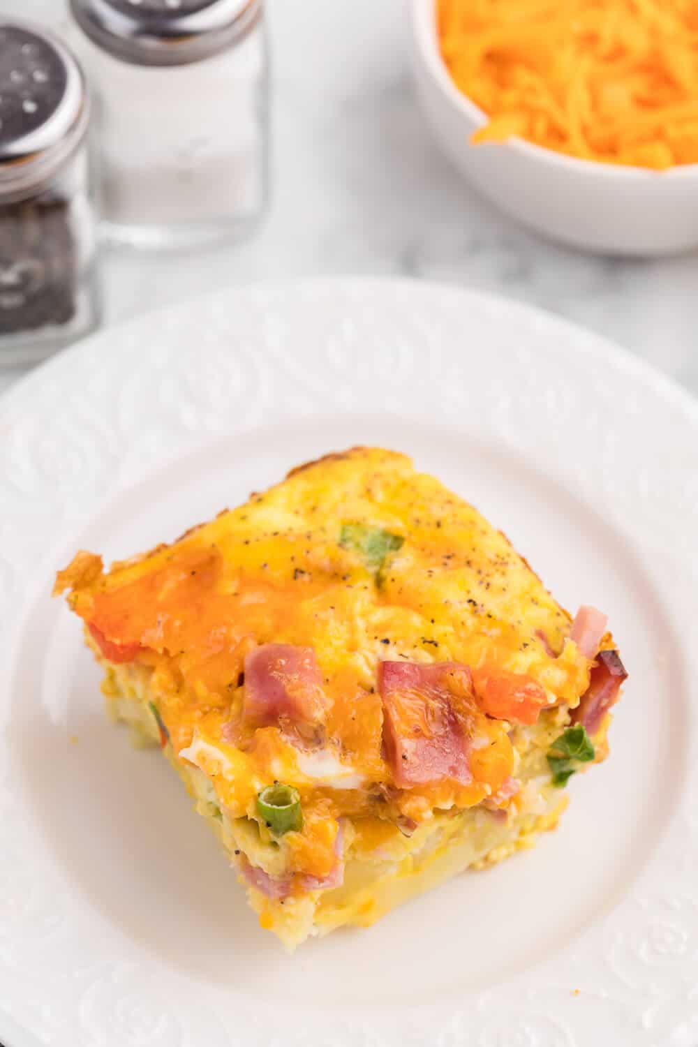 A slice of the recipe on a plate.