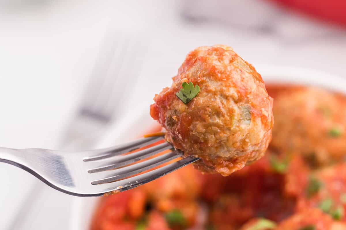 A Mexican meatball on a fork.