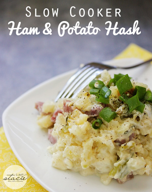 Slow Cooker Ham & Potato Hash - Creamy potatoes, salty ham and veggies make a winning recipe my family loves!