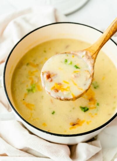 Loaded Baked Potato Soup - the epitome of comfort food! It’s creamy, cheesy with all the fixins’ we love in a loaded baked potato.