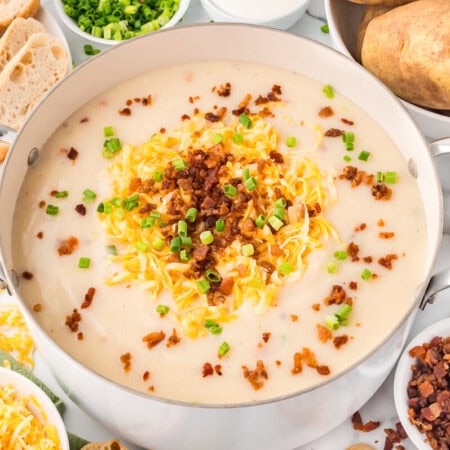 The soup in a pot.