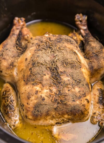 Lemon Herb Slow Cooker Chicken is such a tasty way to cook a whole chicken. Easy to prep, and then set and forget. This slow cooker whole chicken recipe is loaded with herb flavor, tender meat, and a perfect dish for the family to enjoy.