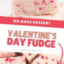Valentine's Day Fudge - This vanilla "fudge" is made with a secret ingredient - a boxed white cake mix! This versatile sweet treat can be "changed up" by using different flavours of cake mix! It's guaranteed to satisfy your sweet tooth.