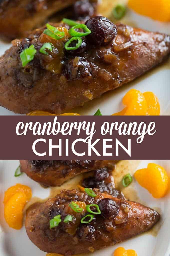 Slow Cooker Cranberry Orange Chicken - Add a tangy twist to your orange chicken! This Crockpot chicken recipe is perfect for the holiday season with cranberry sauce, ginger, and balsamic vinegar in this Asian-inspired main dish.