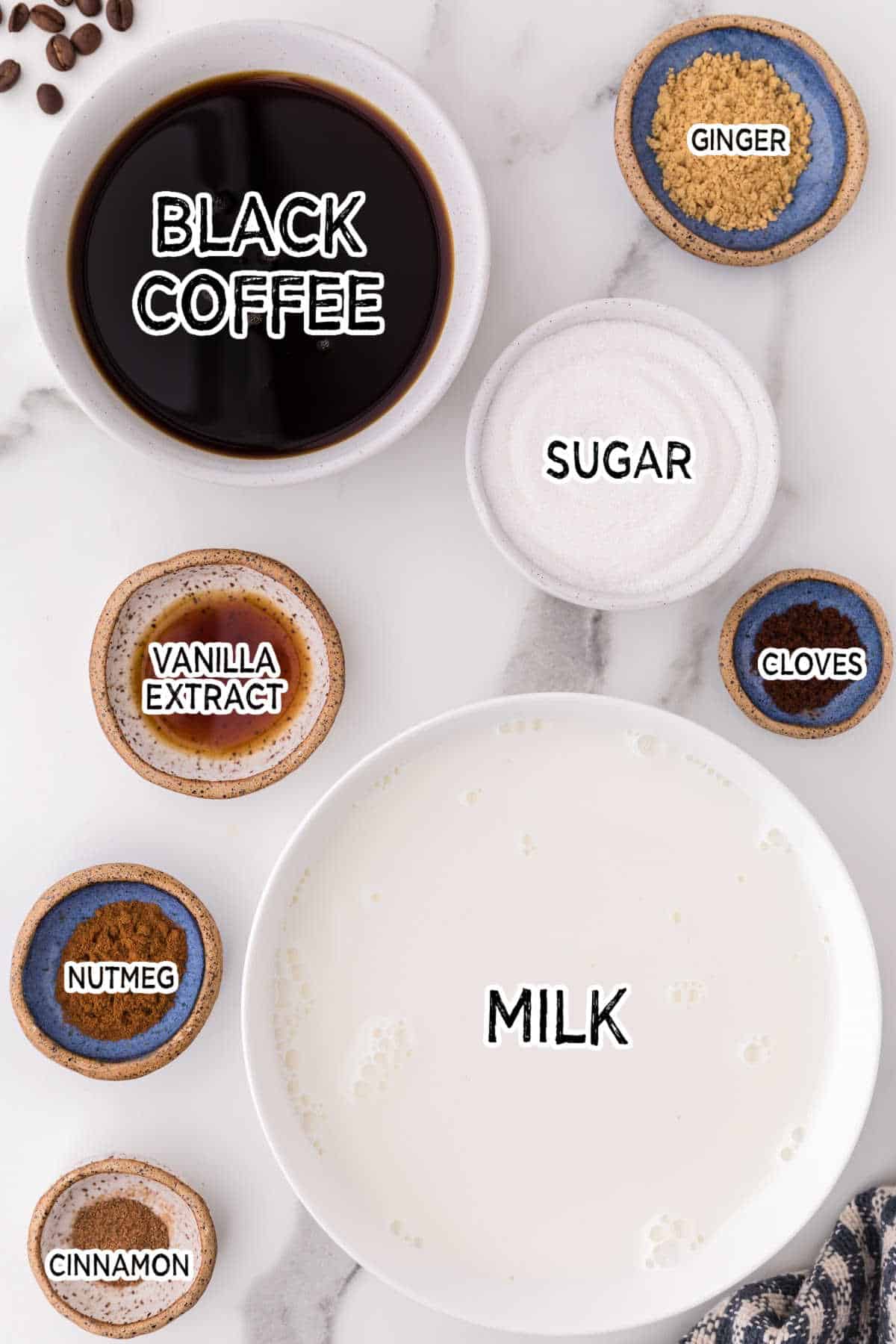 Ingredients to make gingerbread lattes.