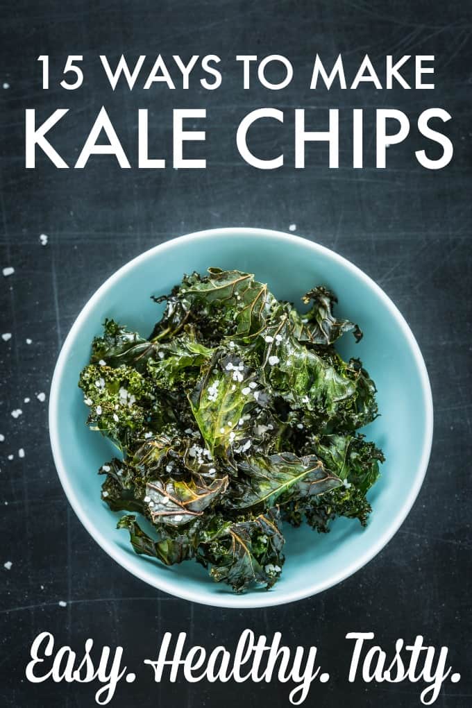 15 Ways to Make Kale Chips - a healthy snack food you can eat without feeling guilty!