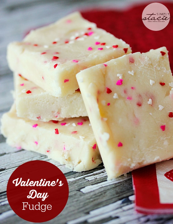 Valentine's Day Fudge - This vanilla "fudge" is made with a secret ingredient - a boxed white cake mix! This versatile sweet treat can be "changed up" by using different flavours of cake mix! It's guaranteed to satisfy your sweet tooth. 