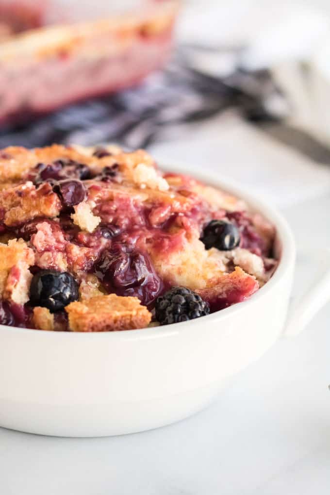 Cake Mix Cobbler - Only three ingredients in this simple recipe - pop, cake mix and frozen fruit!