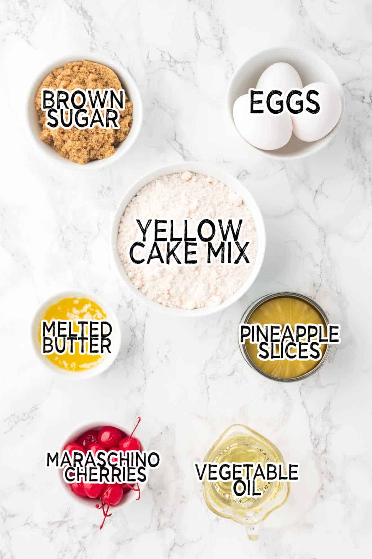 Ingredients to make Pineapple Upside Down Cupcakes.